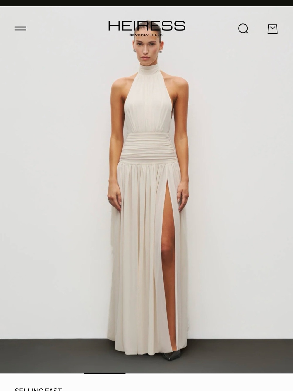 Heiress Cream Halter Maxi Dress with High Side Slit